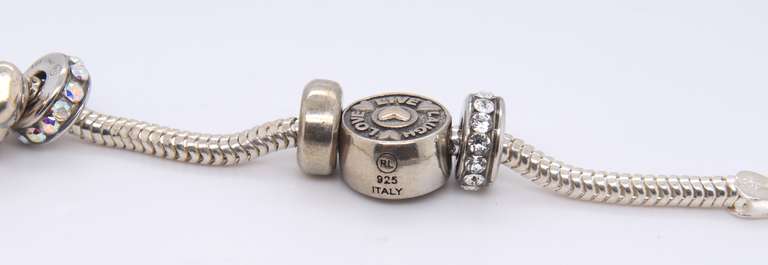 Italian Sterling Silver Bracelet w Charms