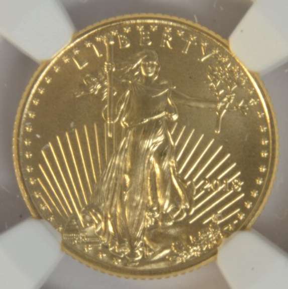 Perfect 2018 $5 Gold Eagle coin. NGC MS70 EARLY RELEASES