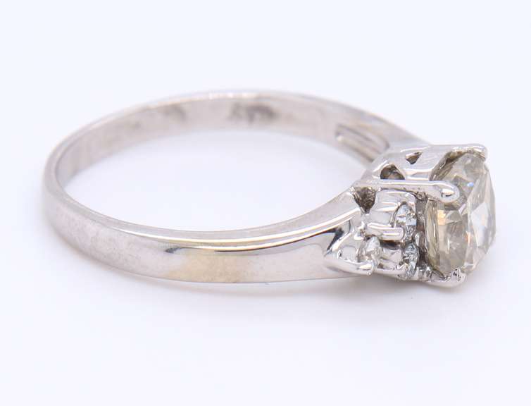 Romantic White Gold Cushion Modified Brilliant Diamond Engagement Ring