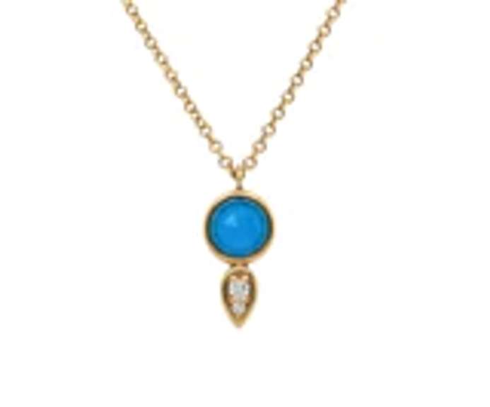Gabriel Yellow Gold Rock Crystal, Turquoise and Diamond Necklace