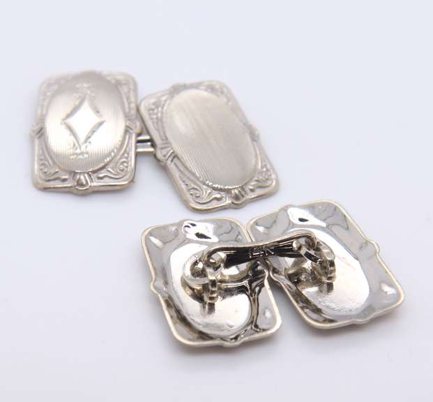 Art Deco Vintage Retro White Gold Cufflinks