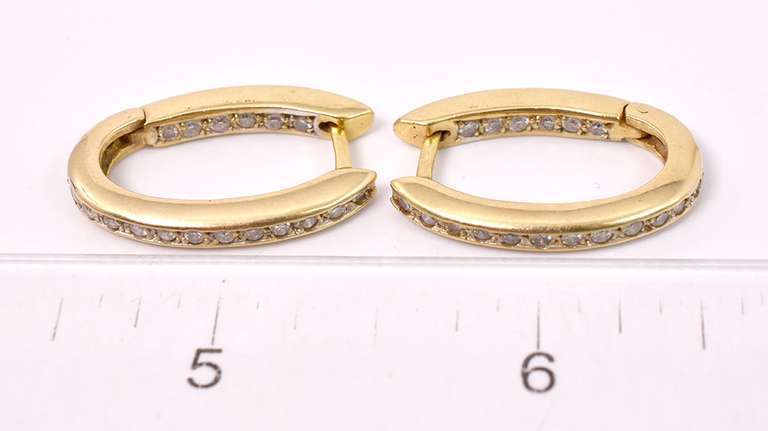 Unique Diamond Set Partial Hoop Earrings in 18K Yellow Gold
