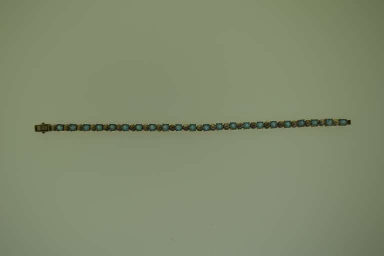 Vintage Sterling Silver Aquamarine Tennis Bracelet