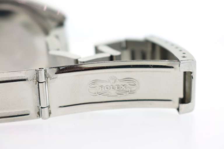 Rolex Date Stainless Steel Blue Baton Dial Mens Watch