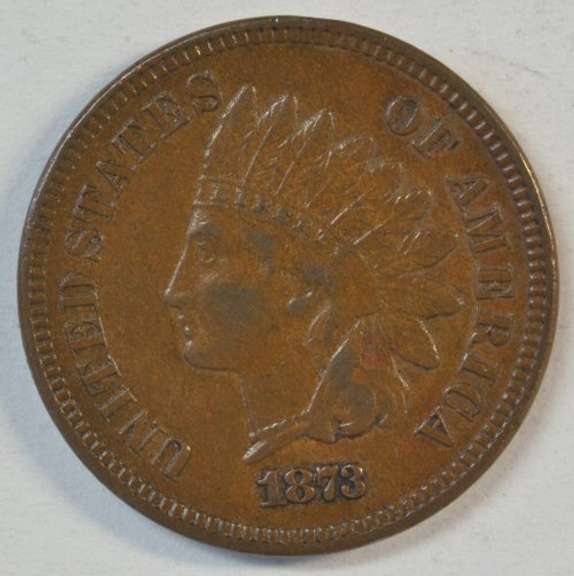Super Choice Brown AU 1873 (Open '3') Indian Head Cent