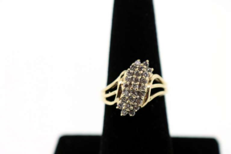 Modern Stepped Diamond Cluster Ring with 10k Gold