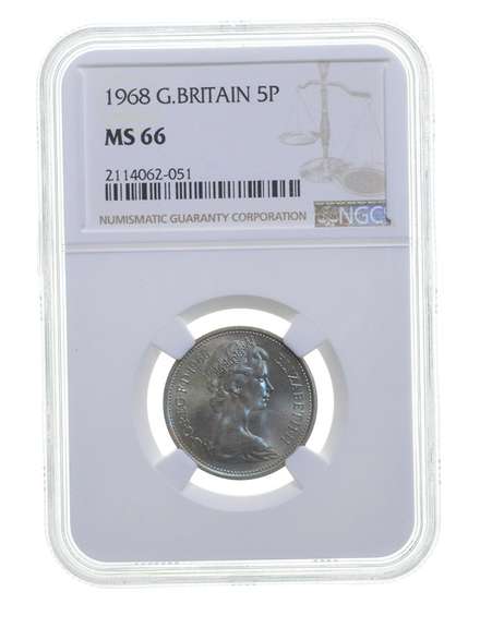 MS66 1968 Great Britain 5 Pence - Graded NGC - Beautiful Color