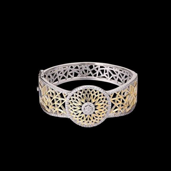 Grace & Lace Big Bangle in Sterling Silver