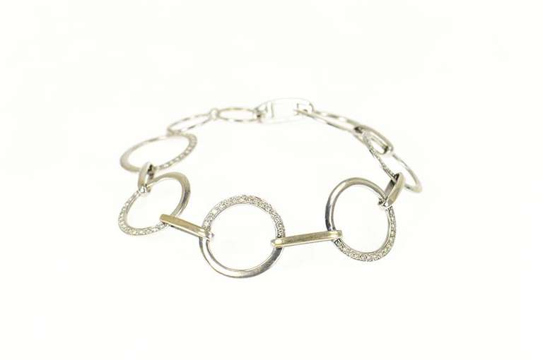 18K White Gold 0.90 Ctw Diamond Circle Chain Statement Bracelet