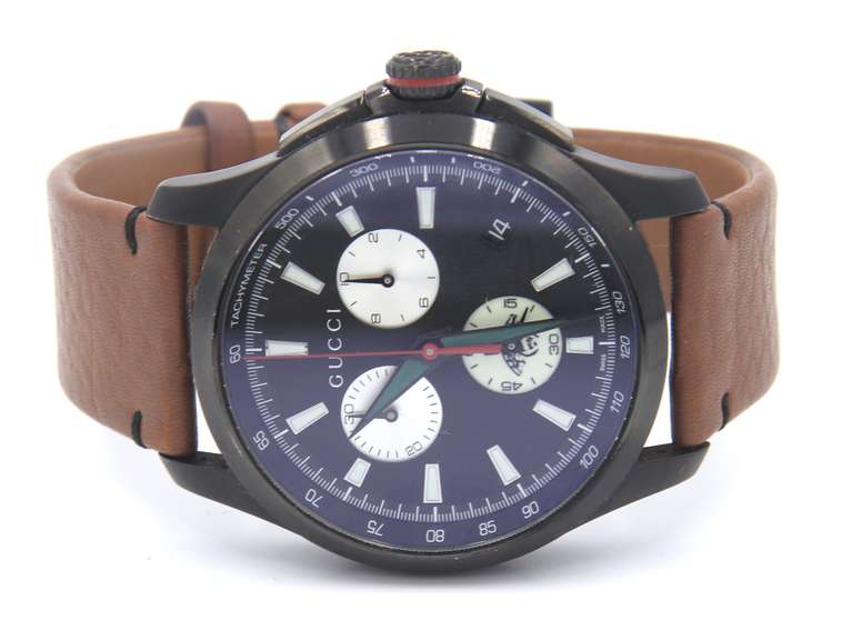 Gucci G Timeless Leather Chronograph 44mm Quartz Watch