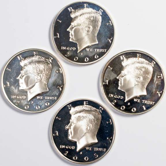 4 Proof Kennedy Silver Halves 2000 S 2001 S 2005 S & 2006 S S