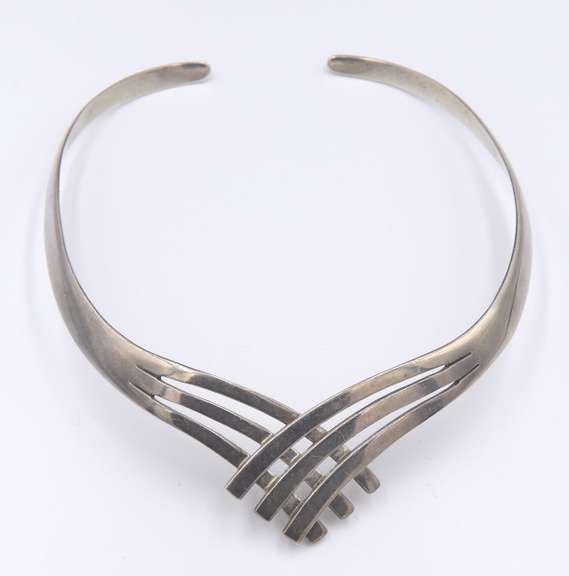 Vintage Sterling Silver Signed Cuff Necklace