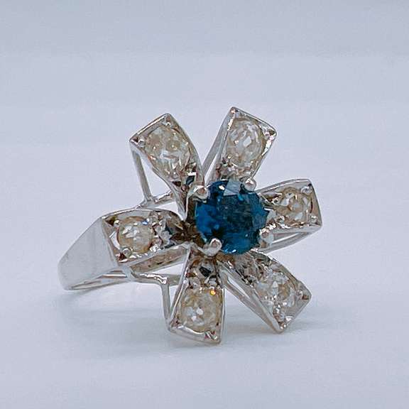 14kt Gold, Blue Sapphire, & Diamond Ring