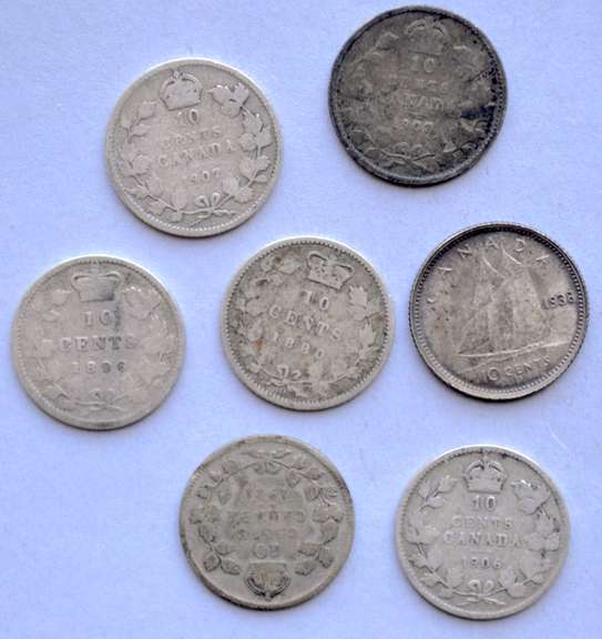 7 Canada Silver Dimes