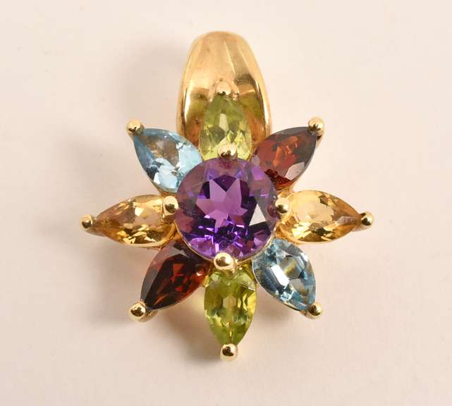 Colorful Stone Flower Pendant