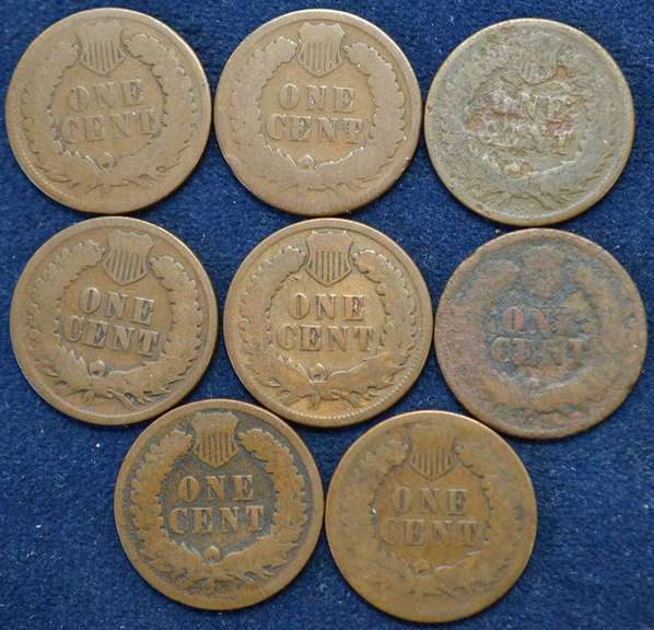 Lot Of Harder To Find 1870s Indian Head Cents, Circulated.