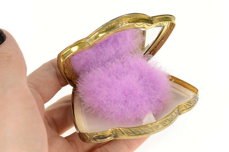 800 Silver Ornate Painted Enamel Art Deco Mirror Compact