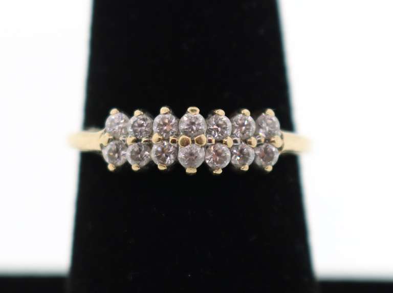 Rising Double Row Diamond Ring with 10k Gold