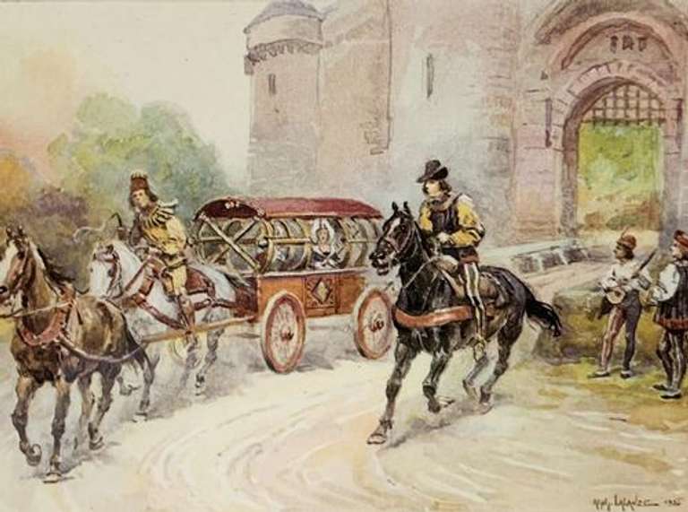 Vintage Royal Engraving City Scene