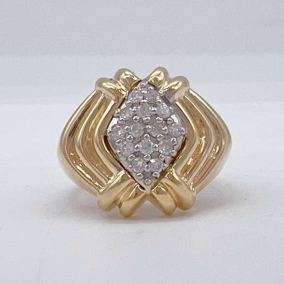 Men's 14kt Yellow Gold & Diamond Band Ring