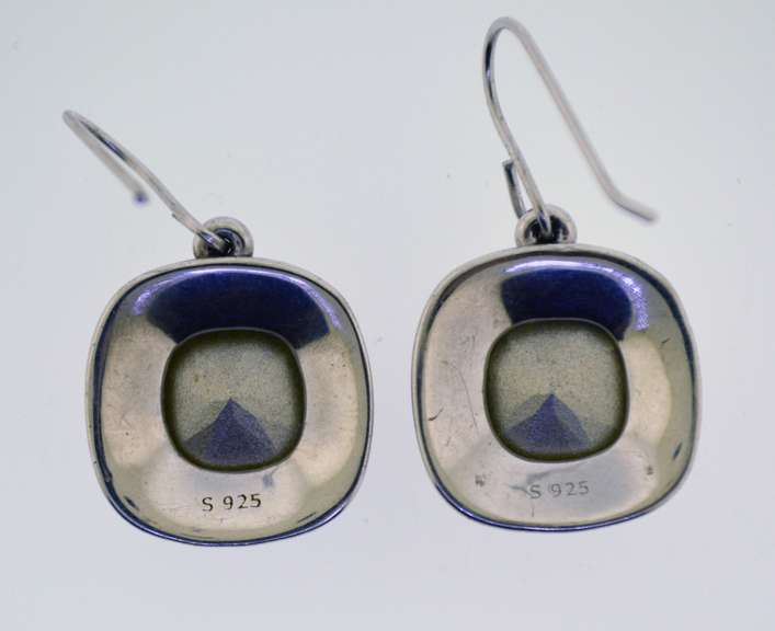 Sterling Silver Blue Color Stone Drop Earrings