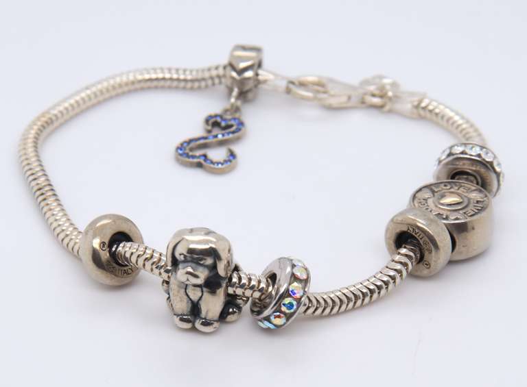 Italian Sterling Silver Bracelet w Charms