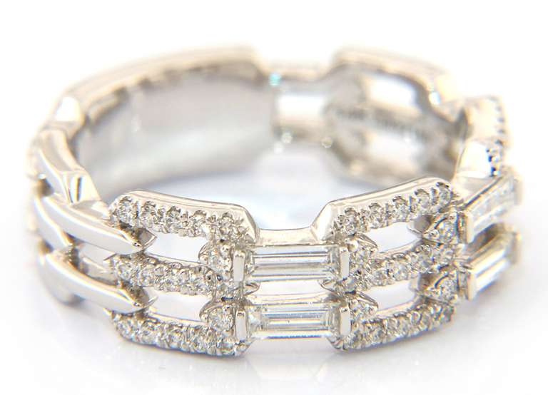 Gabriel & Co Baguette and Pave Diamond Link Band