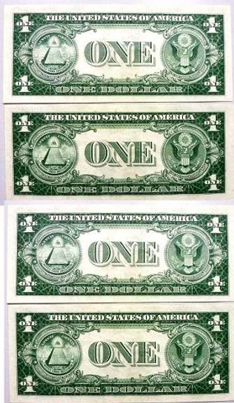 (4) Crisp Exceptional 1935F $1 Silver Certificates-Consecutive!