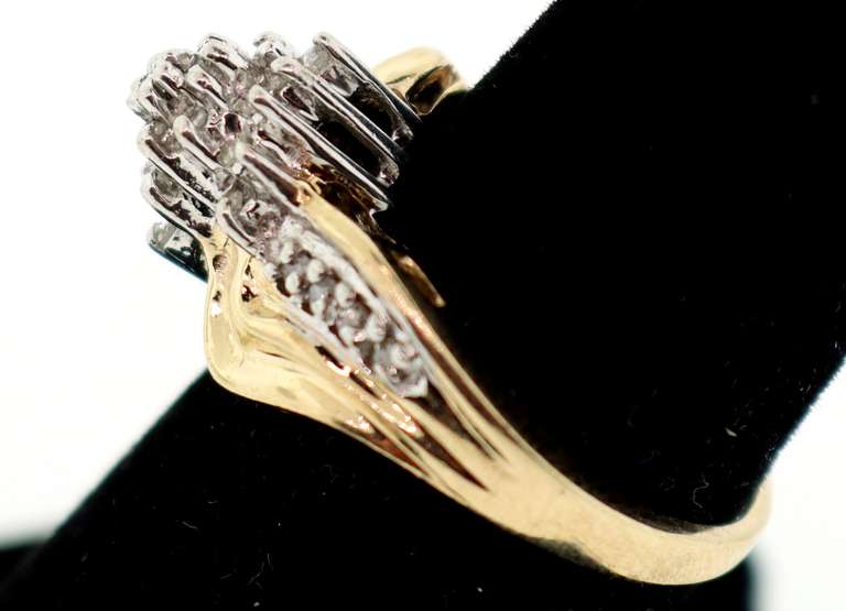Intricate Thrusting Diamond Cluster 10k Gold Ring