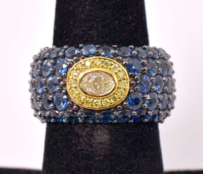 Striking Diamond & Sapphire Band/Ring in 18KT