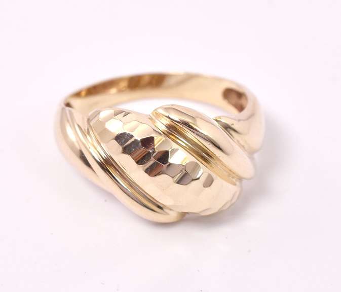 Carved Yellow Gold Dome Ring