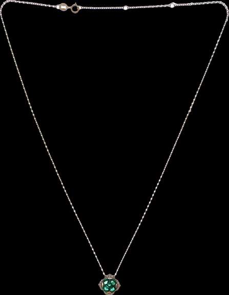 Bold 18kt Yellow Gold Necklace With Diamond Emerald Pendant