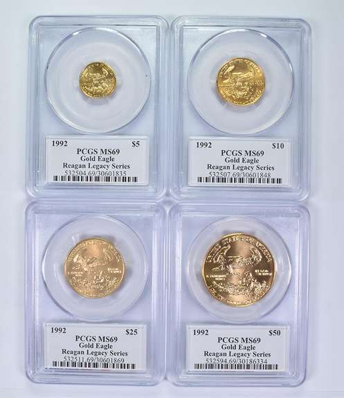 (4) MS69 1992 $5-$50 American Gold Eagles Reagan Legacy Seriess PCGS
