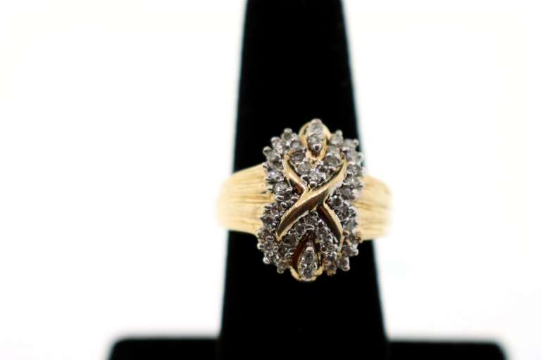 Diamond Knotted 10k Gold Ring
