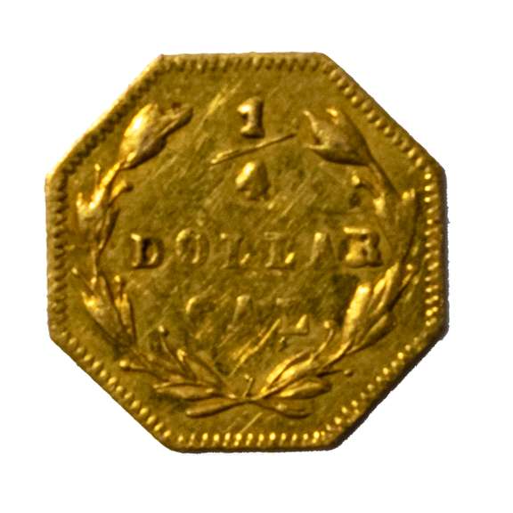 1870 Octagonal 25 Cent California Gold Token
