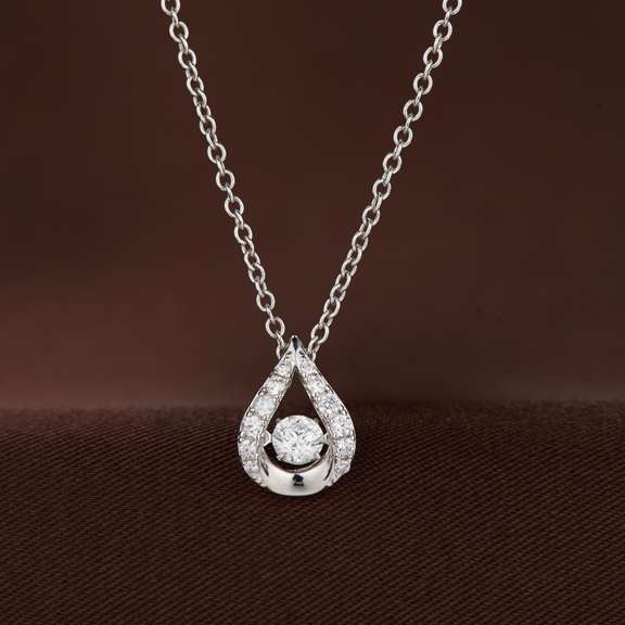 Small Petal Style Pave Stone Pendant