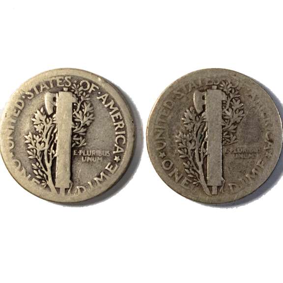 2 1921 Mercury Dimes