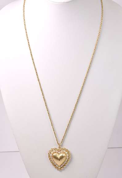 Ravishing Ruby and Pearl Locket Pendant Necklace in 14K Yellow Gold