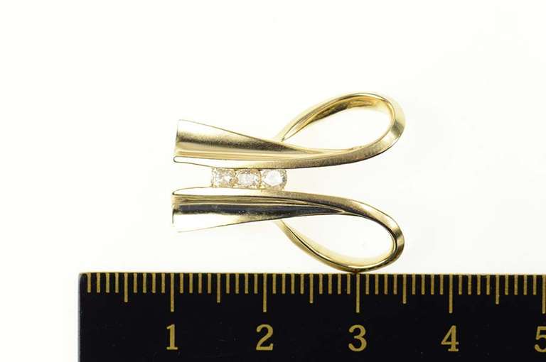 14K Yellow Gold Diamond Loop Drop Statement Slide Pendant