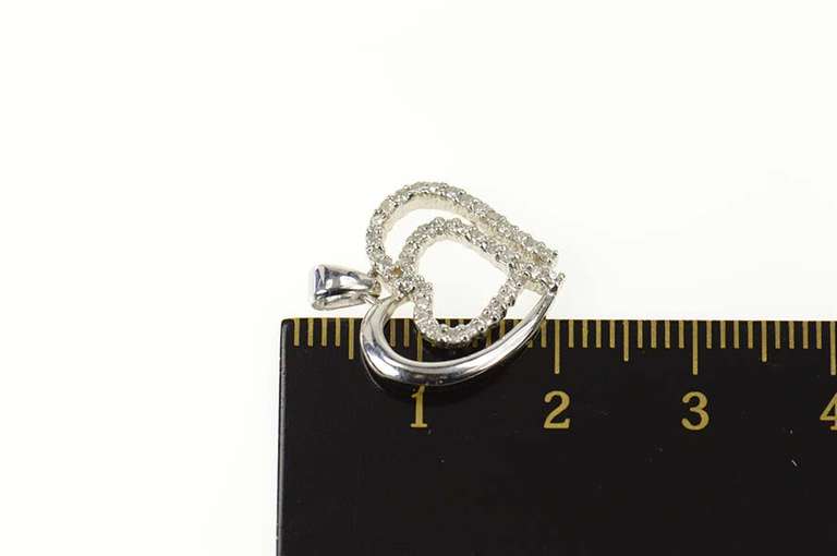 10K White Gold Diamond Encrusted Heart Love Symbol Pendant