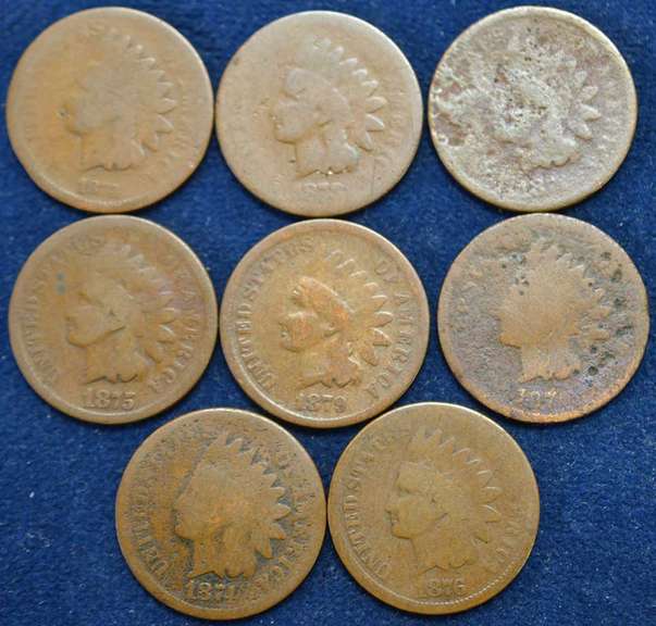 Lot Of Harder To Find 1870s Indian Head Cents, Circulated.