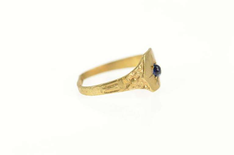 10K Yellow Gold Art Deco Sim. Sapphire Floral Child's Baby Ring