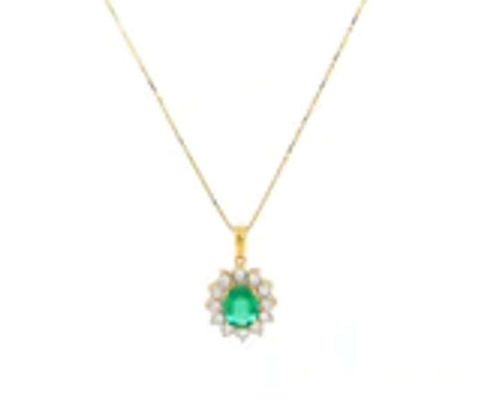 Significant 18kt Emerald and Diamond Starburst Pendant on Chain