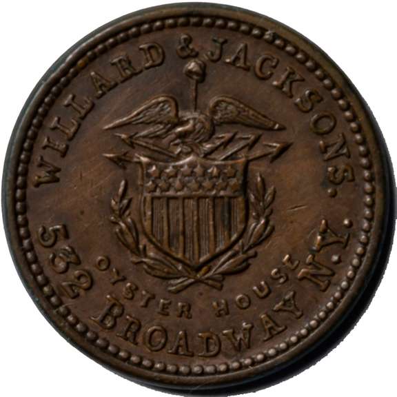 1863 Willard & Jackson N Y City Oyster House Civil War Store Card.