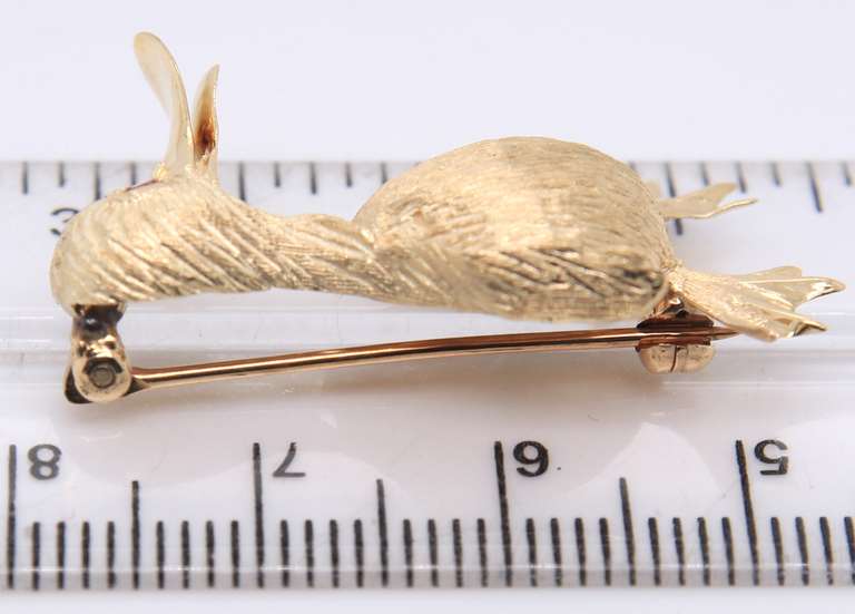 Strong Yellow Gold Ruby Duck Brooch