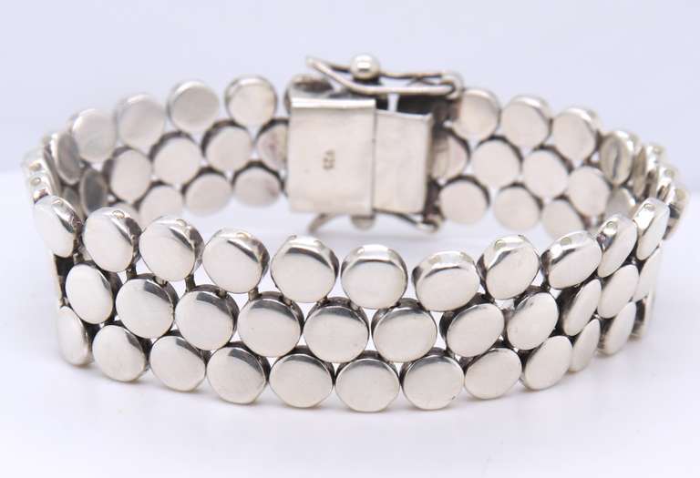 Vintage Sterling Silver 3 Row Dot Bracelet