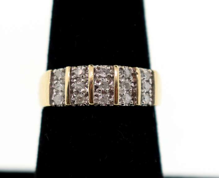 Five Triple Set Diamonds on a 10k Gold Band