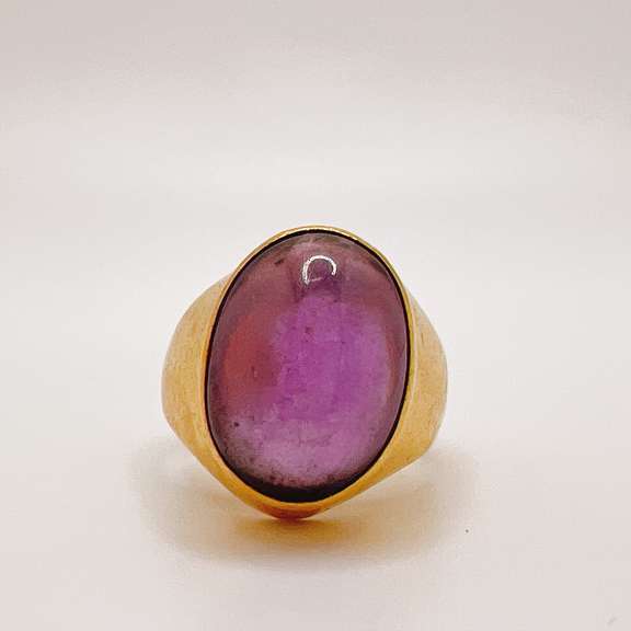 21kt Solid Yellow Gold & Amethyst Cocktail Ring