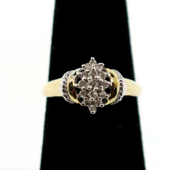 Clean 10k Gold Diamond Cluster Ring