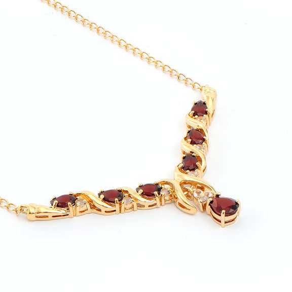 Plated 18KT Yellow Gold 3.50ctw Garnet and White Topaz Pendant with Chain